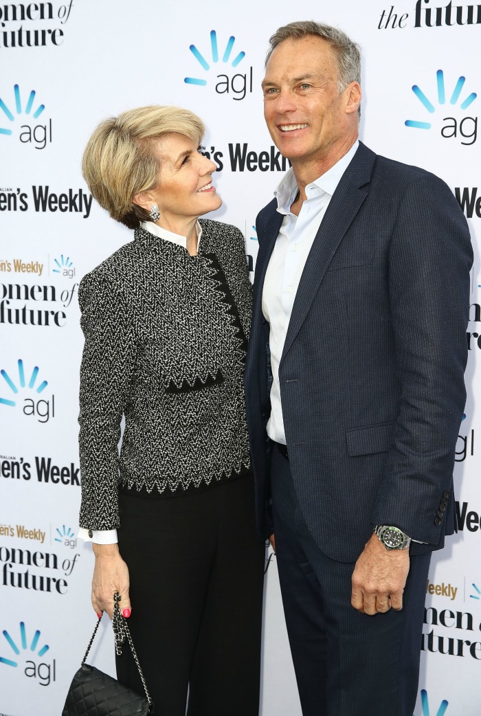 Julie Bishop put on a loved up display with her partner David. Source: Getty.