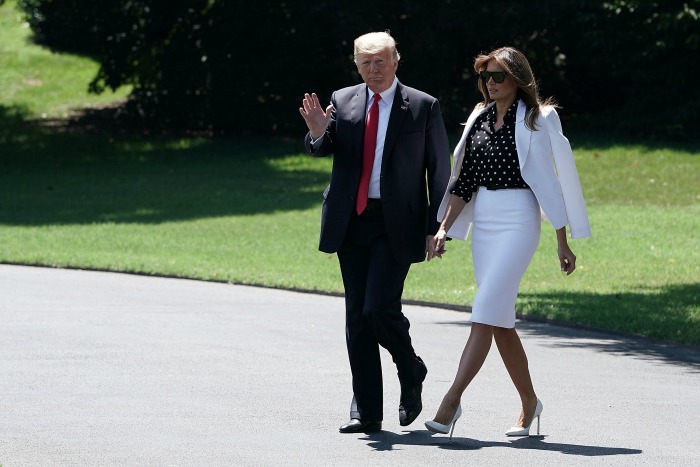 Melania looked stylish as she walked alongside husband, President Donald Trump. 