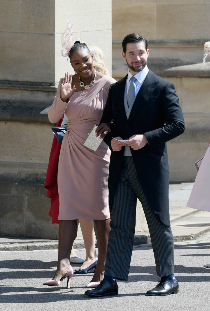 Serena Williams with her husband at Meghan and Prince Harry's wedding. Source: Getty.