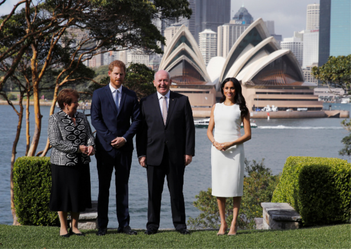 Prince Harry and Meghan meet at a welcome event at Admiralty House in Sydney for day one of their tour.