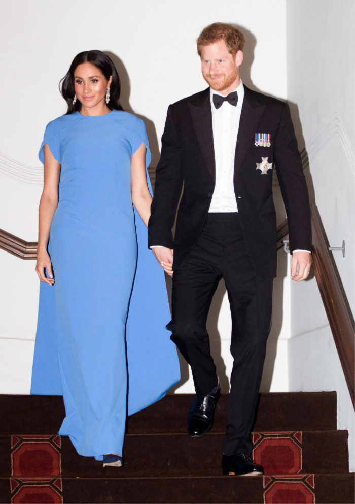 The Duke and Duchess of Sussex attend a state dinner hosted by the president of the South Pacific nation Jioji Konrote. 