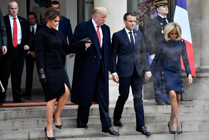 The Trumps met the Macrons in Paris. Source: Getty.