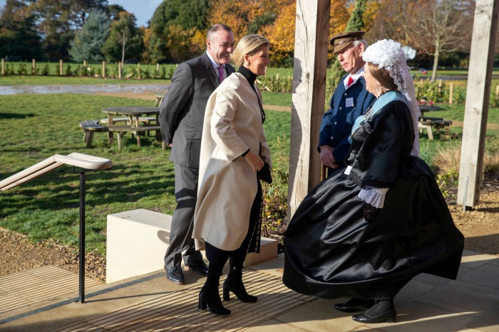 The Countess of Wessex was met by a woman dressed as Queen Victoria. Source: Getty.