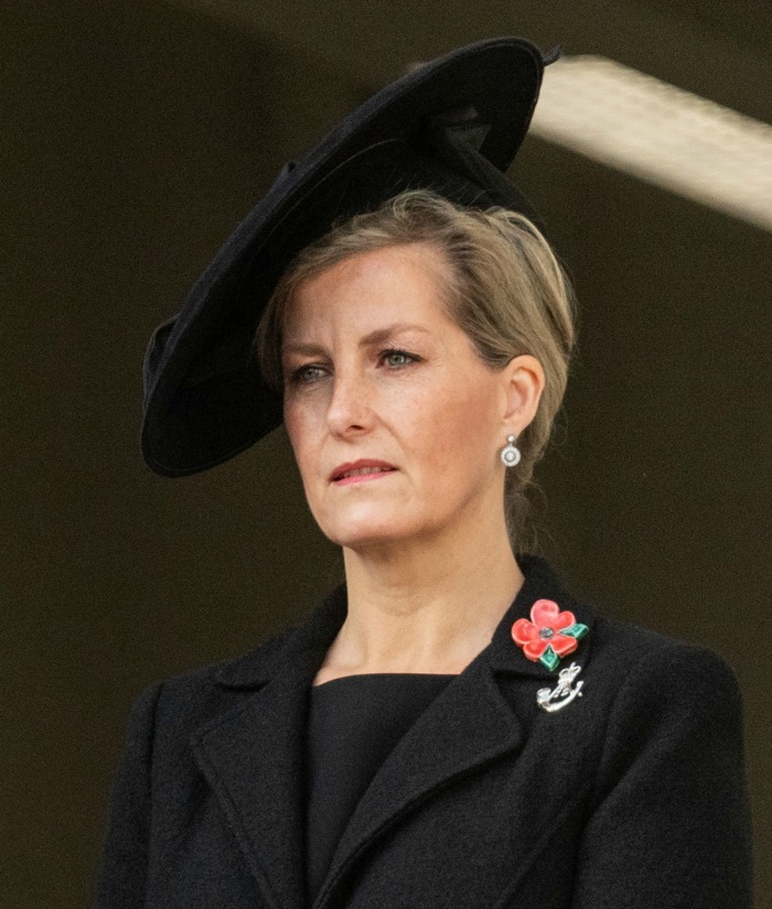 Sophie Wessex chose a black jacket and hat for the Sunday memorial service. Source: Getty.