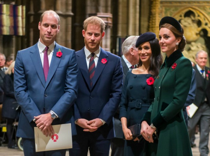 The Duke and Duchess of Cambridge and the Duke and Duchess of Sussex at last week's service. 