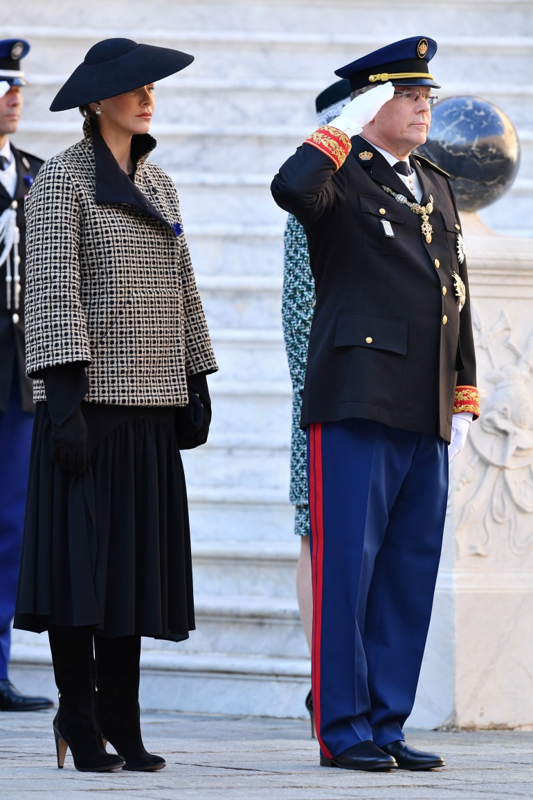 Princess Charlene and Prince Albert celebrate Monaco's National Day on Monday. Source: Getty