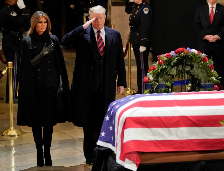 US President Donald Trump and his wife Melania have paid their respects to President George H.W. Bush. Source: Getty