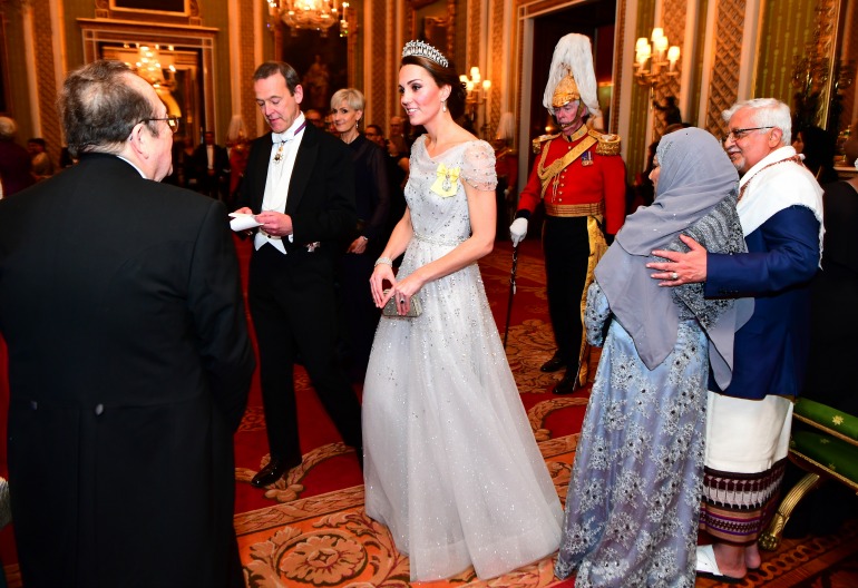 Catherine dazzled in blue as she attended the Queen’s Diplomatic Reception at Buckingham Palace on Tuesday night. Source: Getty