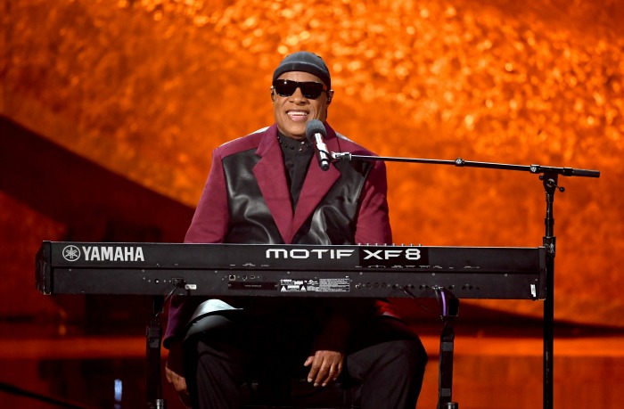 Stevie Wonder performs onstage at Q85: A Musical Celebration for Quincy Jones. Source: Getty.