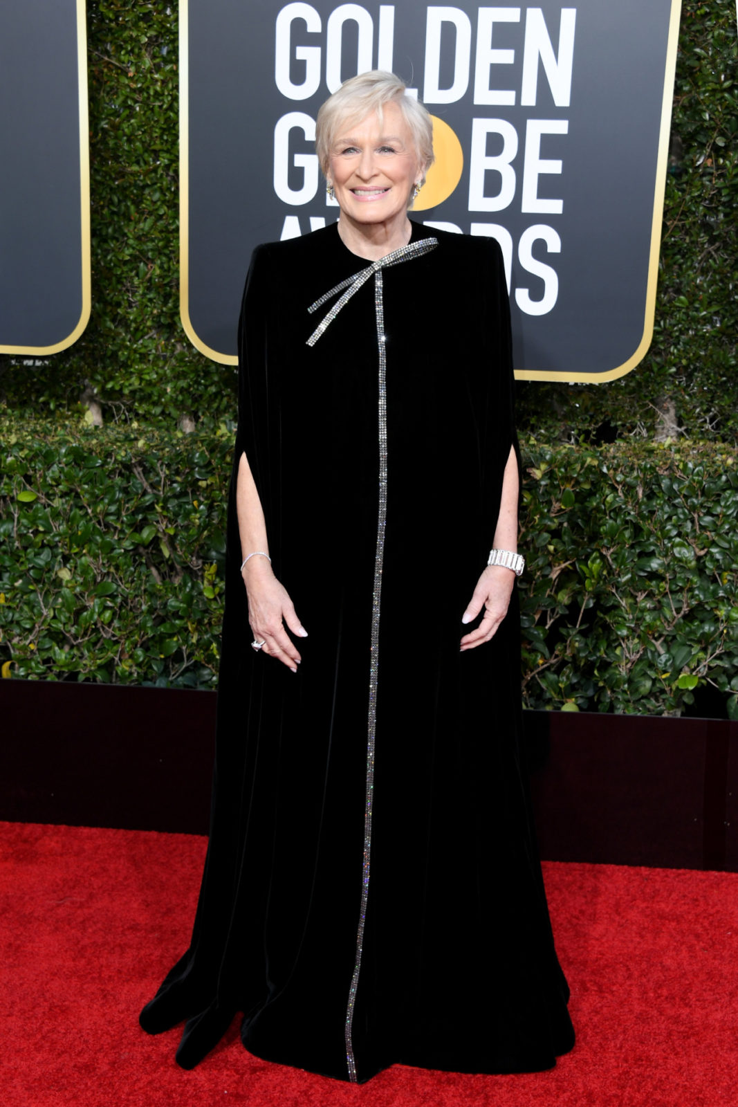 Glenn Close looked beautiful in black and silver. Source: Getty