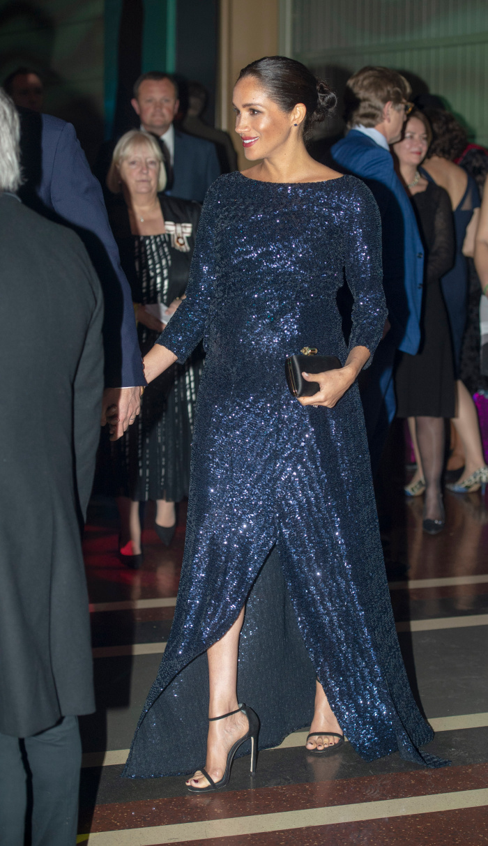 The Duchess of Sussex was absolutely glowing in a stunning blue ball gown at the Royal Albert Hall. 