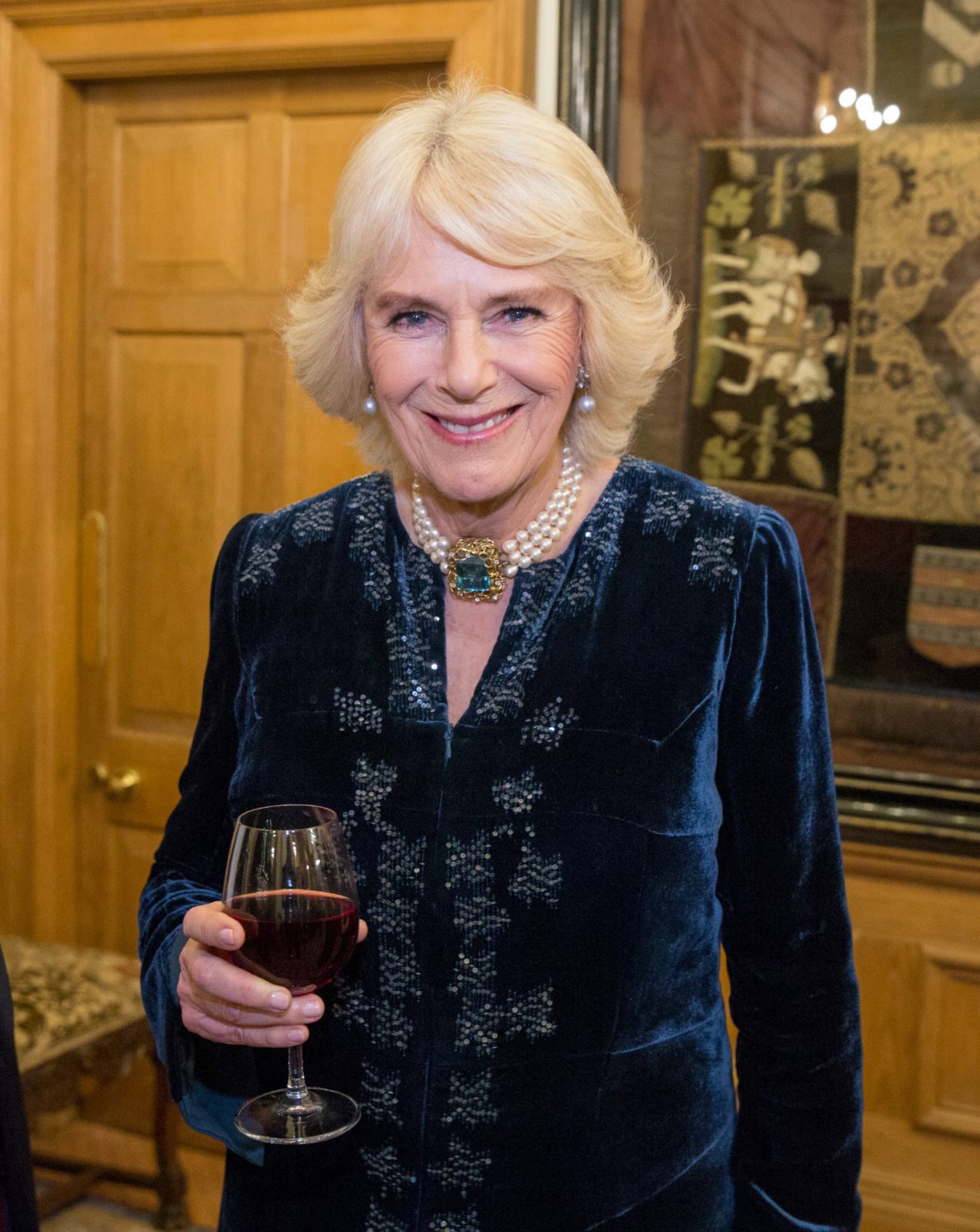 The duchess enjoyed a glass of red at the reception. Source: Getty