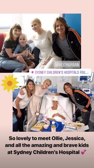 Nicole Kidman shared a couple of photos from her visit to the Sydney Children's Hospital.
