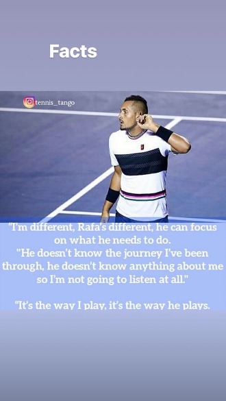 Kyrgios shared this message to his Instagram page.