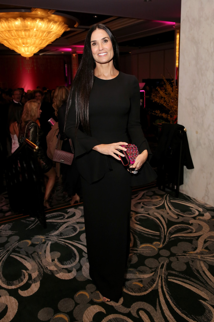 Demi Moore looked gorgeous in a fitted black frock for The Women's Cancer Research Fund's An Unforgettable Evening Benefit Gala at the Beverly Wilshire Four Seasons Hotel.