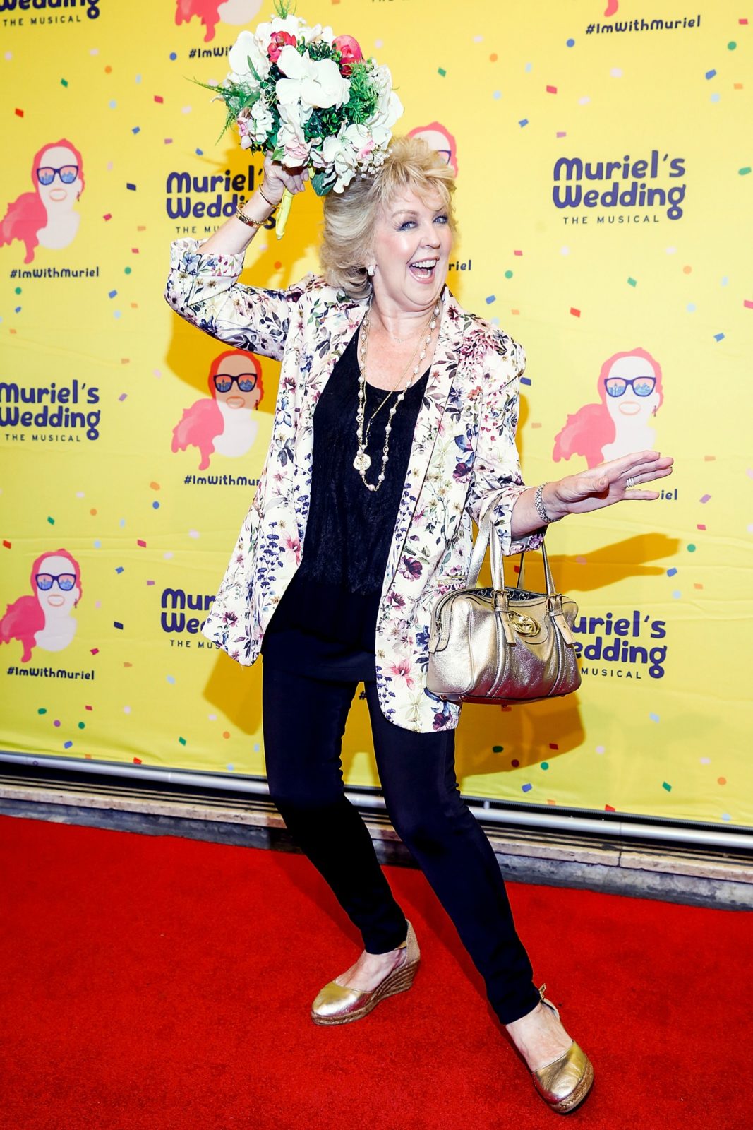 Patti Newton had some fun on the red carpet when she attended Muriel's Wedding The Musical at Her Majesty's Theatre.