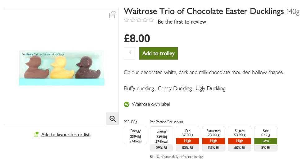 Supermarket Waitrose came under fire for its trio of chocolates. 