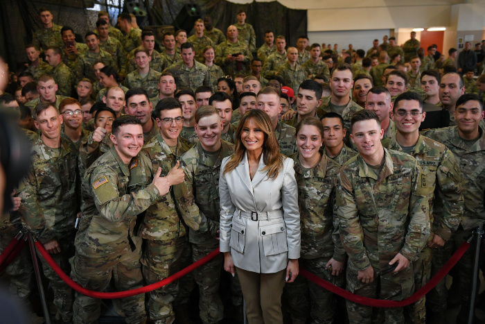 Melania Trump visited troops and their families in Fort Bragg, North Carolina.