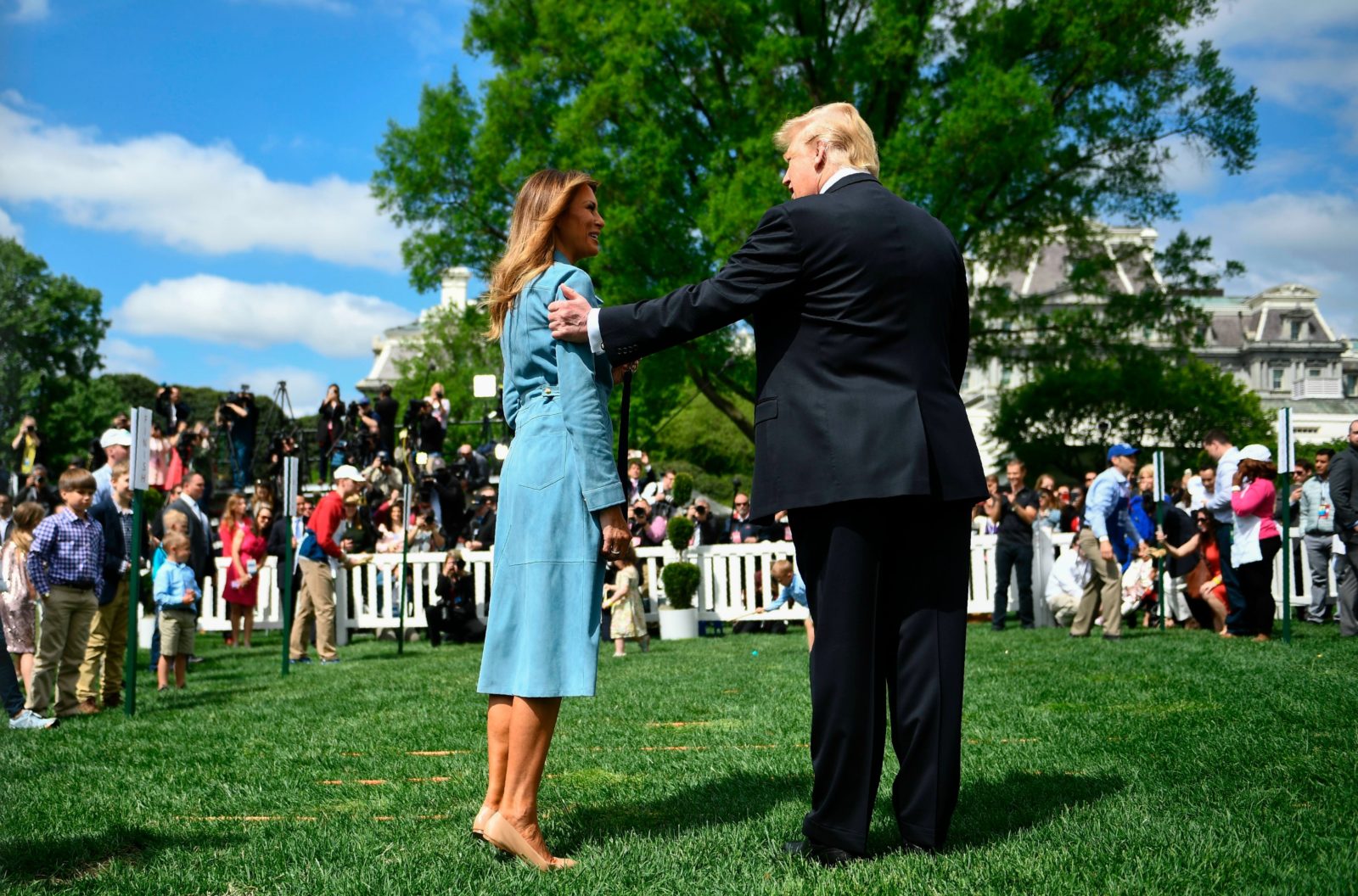 The Trumps shared a loving moment together. Source: Getty.