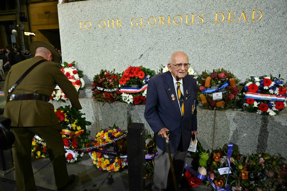 96-year-old Walter 'Wally' Scott-Smith, who for 78 years was the Chief Cenotaph Attendant, in Sydney. 2019. Source: Getty.