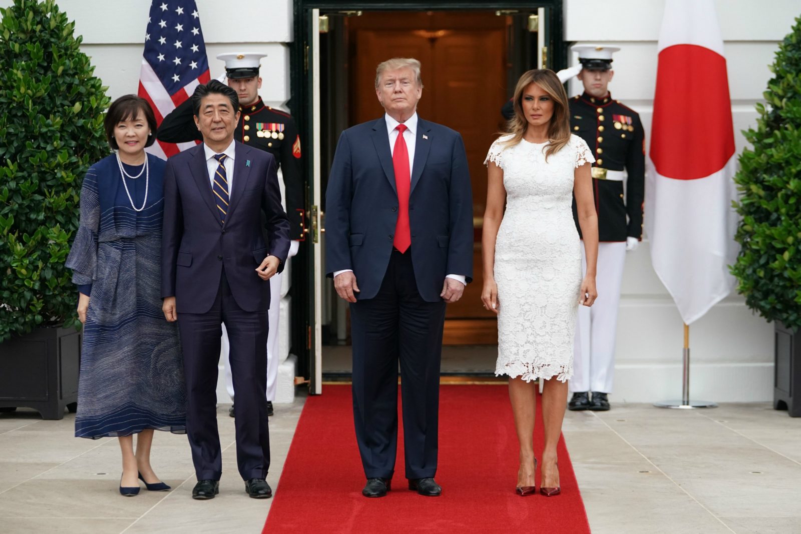 Melania Trump stole the show in white. Source: Getty.