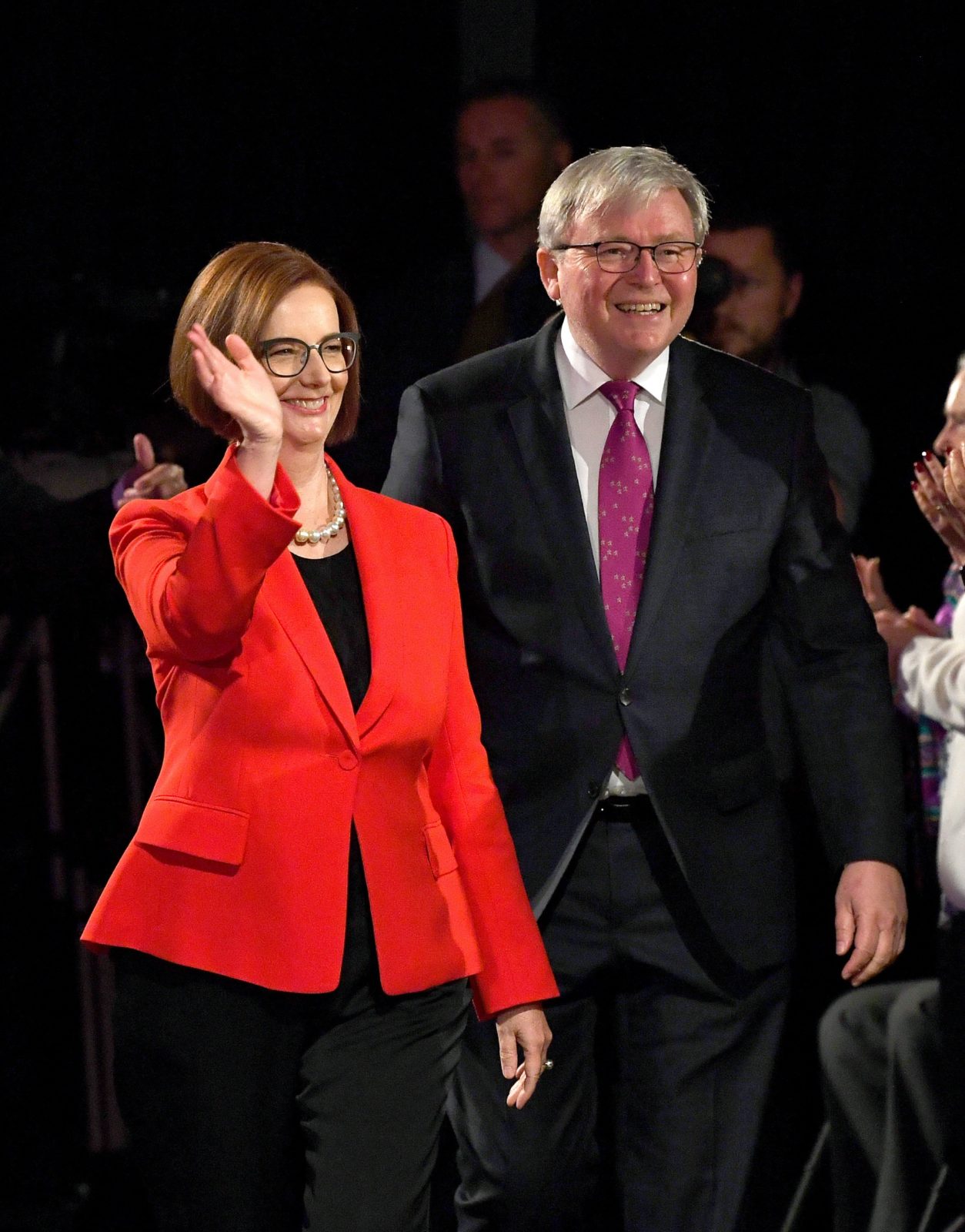 Julia Rudd What feud? Gillard and Rudd reunite as Labor launches election campaign ...