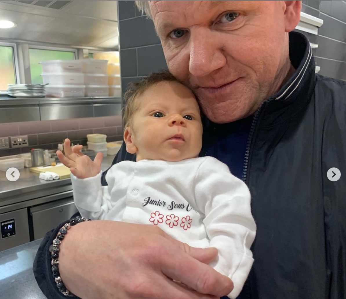 Gordon Ramsay cuddled up to his son Oscar in a photo taken in his restaurant.