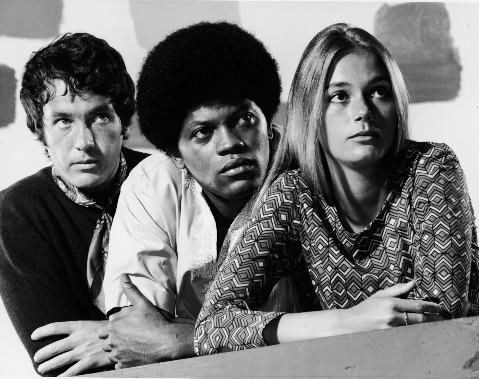 Michael Cole, Clarence Williams III and Peggy Lipton in 1968 on The Mod Squad. Source: Getty.