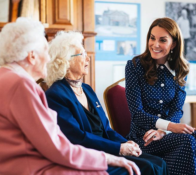 Catherine met Bletchley Veterans Elizabeth Diacon, Georgina Rose, Audrey Mather and Rena Stewart. Source: Instagram/Kensington Royal.