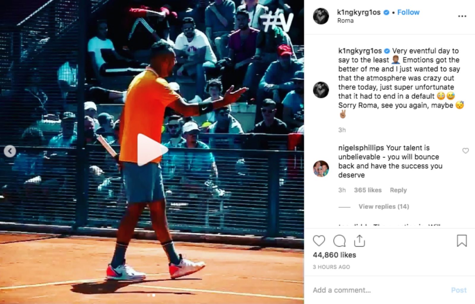 Nick Kyrgios Is Disqualified After Tantrum at the Italian Open